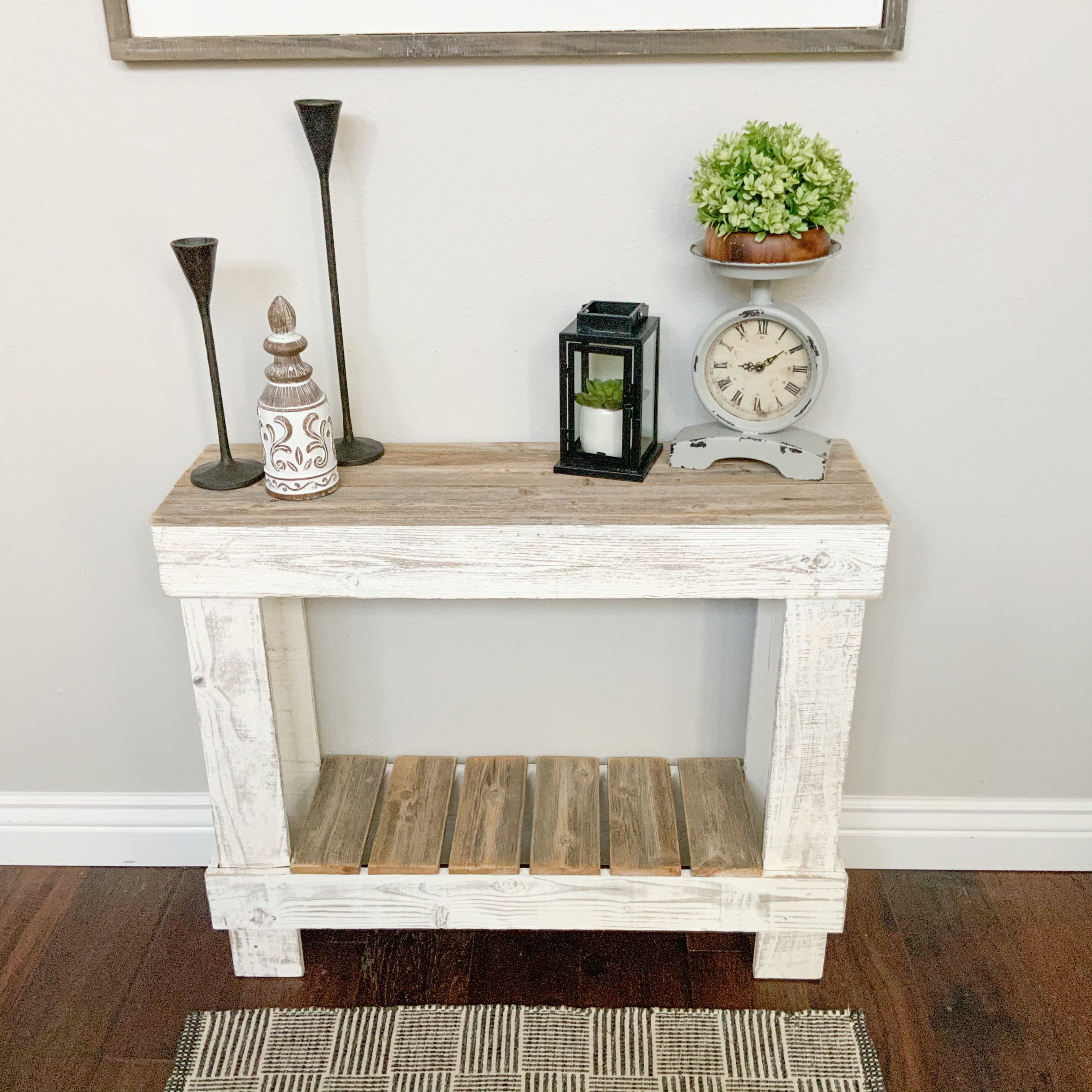 Del Hutson Designs Reclaimed Wood Console Table, Natural/White