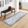 thumbnail image 3 of FairOnly Machine Washable Vitange Floral Low Pile Grey 2'x6' Area Rug for Hallway Bathroom Non Slip Foldable Rug for Bedroom, 3 of 7
