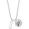 thumbnail image 1 of Delight Jewelry Silvertone Medium Elegant Infinity Sign Silvertone Script Initial Disc - P - Charm Necklace, 20"+3", 1 of 4