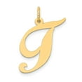 thumbnail image 1 of Diamond2Deal 14K Yellow Gold Large Script Letter T Initial Pendant for Women, 1 of 5