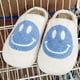 thumbnail image 2 of Pantuflas de cara sonriente retro Fuzzy Fluffy Cute House Home Shoes Memory Foam Soft Plush Warm Indoor Slides Winter Fur Zuecos para Mujeres Hombres (Blanco-Azul, 39/40) oso de fresa necesidades diarias, 2 of 6