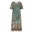 thumbnail image 4 of Yotami Summer Short Sleeve Dress for Women Boho Long Dress V-Neck Floral Print Loose Flowy Dress for Casual, 4 of 4