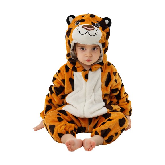 YunPes Toddler Kids Animal Onesie Cute 3D Hood Soft Flannel Long Sleeve Jumpsuit Zipper Closured Fall Winter Warm Cozy Loungewear