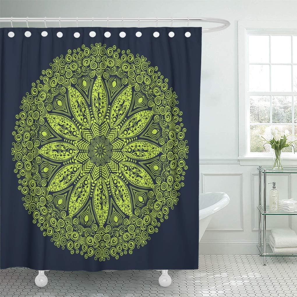 Yusdecor Green Mandala Ornamental Round Lace Floral Abstract Antique Asian Bathroom Decor Bath Shower Curtain 66x72 Inch Walmart Canada