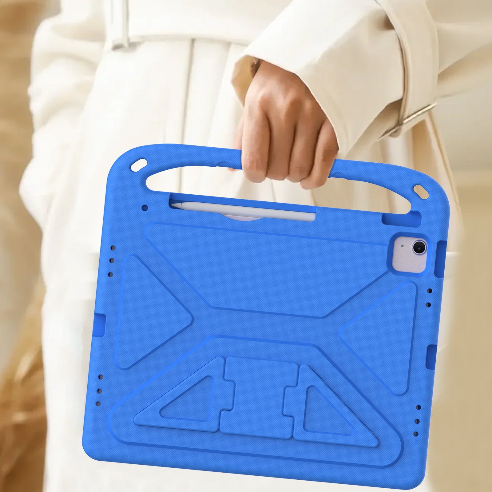 Dteck Case for iPad Air 11 Inch (M3/M2) 2025/2024, iPad Air 11 Inch Kids Case with Kickstand and Pencil Holder for Pencil Pro/USB-C, Lightweight EVA Shockproof Protective Cover for Boys Girls,Blue