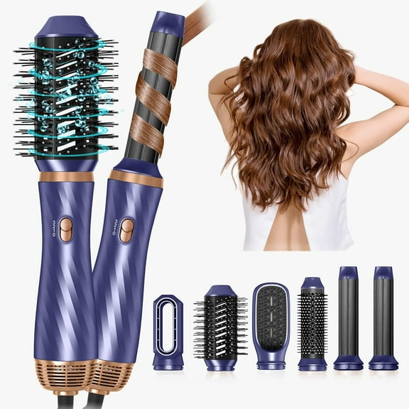 6 in 1 Hair Dryer Brush, Upgrade Detachable Blow Dryer Brush Air Styler Wrap Air Curler, Curly Twist Curling Iron, Negative Ion Blow Dryer Hot Styler, Travel Hair Styling Tool