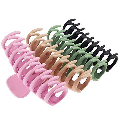 Clip de garra de cabello 4 "Matte sin deslizamiento Gran clip de garra, adecuado para el cabello fino de las mujeres, clips de cabello fijos fuertes, 4 colores (paquete de 4) esquí esquí Gafas de esquí