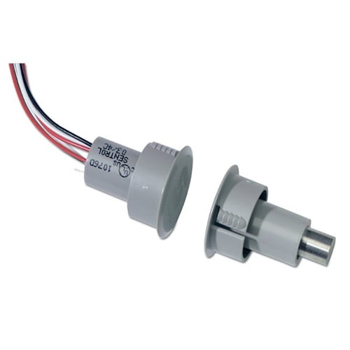 GE Recessed Steel Door Contact w/ Wire Leads,1 Diameter,DPDT,GRY 1076D