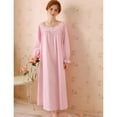 thumbnail image 2 of Defitshape Women's 100 Cotton Victorian Nightgown Bishop Long Sleeve Square Neck Princess Sleep Dress Soft Comfy Full Length Pajama Dress Button Lounge Winter Fall Sleepwear Pink Medium, 2 of 5