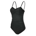 thumbnail image 4 of MKLEKYY Swimsuits for Women Women's Bandeau Swimsuits Front Swimwear Strapless Ruched Bathing Suits, 4 of 5
