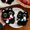 thumbnail image 4 of Cute Black Cat Squeaky Plush Doll Keychain Soft Stuffed Kitten Doll Keyring Lovely School Bag Pendant Decoration Couple Gifts, 4 of 10