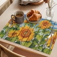 thumbnail image 3 of Summer Retro Placemats Set of 8, Nature Botanical Sunflowers Wood Grain Non-Slip Place Mats Washable Table Mats for Kitchen Dining Table Decorations Indoor/Outdoor, 3 of 9