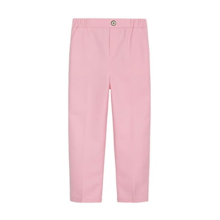 

Toddler Kids Big/Little Boy Uniform Suit Long Pants/Bermuda Shorts Classic Front Button Cute Solid Color Stripe Casual School Trousers Fashion Capri Joggers Pink qILAKOG 5-6 Years