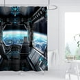 thumbnail image 2 of Spaceship Interior Shower Curtain Planet Earth Galaxy Futuristic Science Spacecraft Cabin for Kids Boy Black Home Bathroom Decor Waterproof Fabric 72Lx72W Inch with 12PCS Hooks, 2 of 5