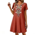 thumbnail image 2 of Puliio Midi Dresses for Women, Short Sleeve V Neck Floral Embroidery Loose Casual Summer Dress, 2 of 5