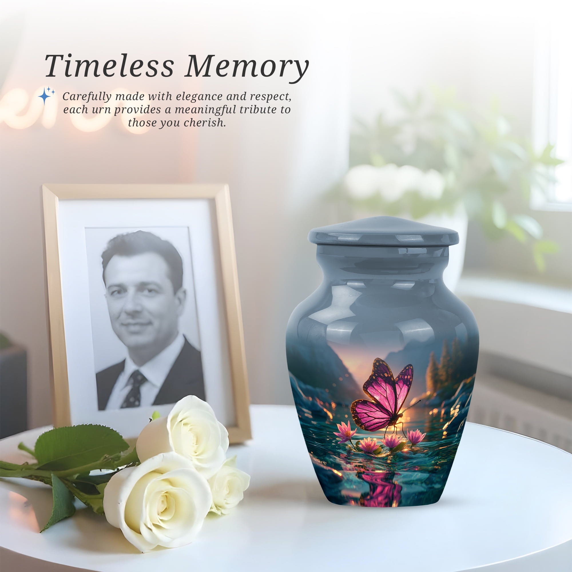 Butterfly Cremation Urns For Human Ashes Adult Male Small - Blue Mini Urns For Male And Female - Purple Urn For Human Ashes - Small Keepsake Urns For Ashes Adult Mother, 3 Inch