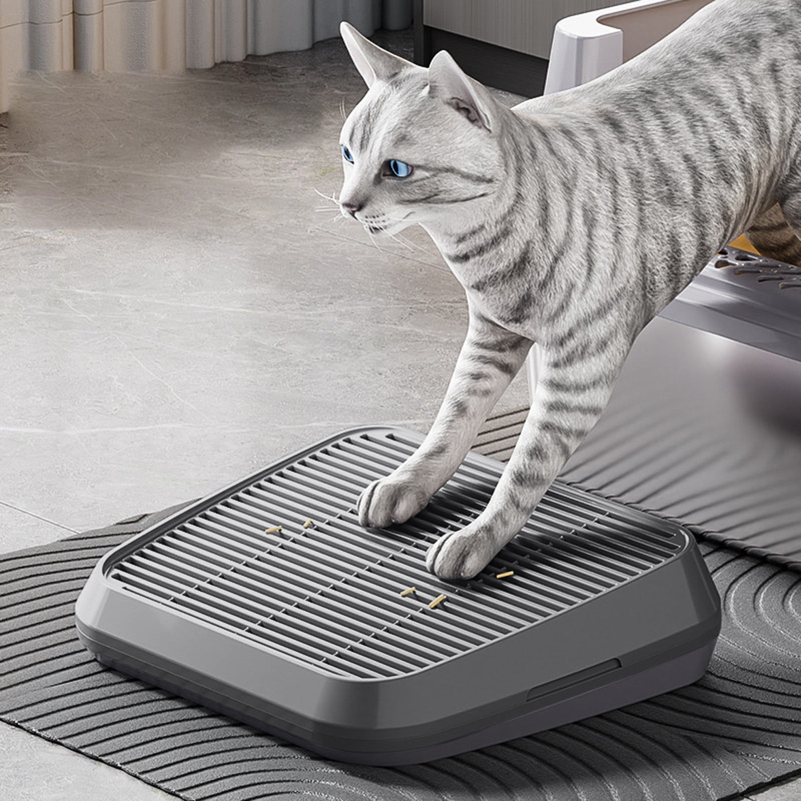 Leojiow Cat Litter Ramp Self Cleaning Cat Litter Steps Double Layer Cat Litter Material Sand And High Filtering Cat Litter Pedal 35X30X9Cm B