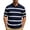 Navy, variant on Men's Jacquard Knit Golf Shirt Short Sleeve Johnny Collar Business Casual Striped Old Money Style Tops for Work to Weekend