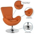 thumbnail image 2 of Egg Series Orange Fabric Side Reception Chair, 2 of 9