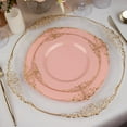 thumbnail image 2 of YOPTOP 10 Pack | Clear/Gold Baroque 8” Round Plastic Dessert Salad Plates  Disposable Tableware with Leaf Embossed Gold Rim,dustyrose,8", 2 of 11
