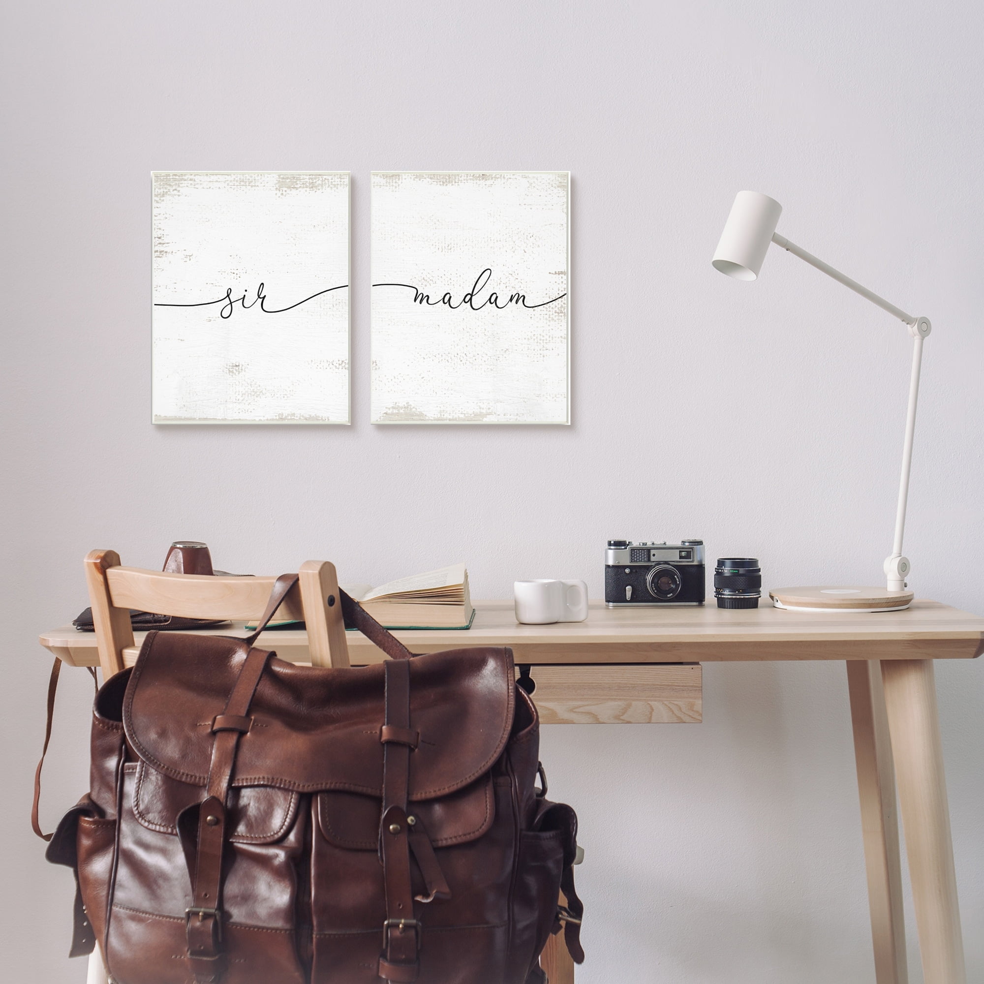Stupell Industries Charming Madam & Sir Calligraphy Simple Rustic Motif Wood Wall Art, 13 x 19, Design by Lil' Rue