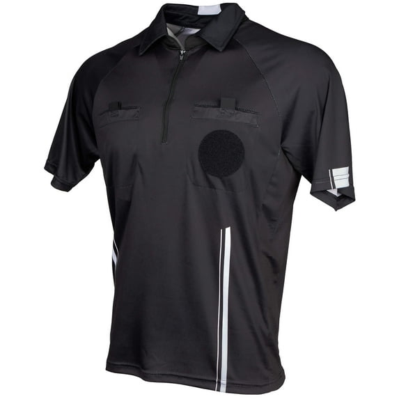 Murray Sporting Goods USSF Pro-Style Soccer Referee Jersey - Short Sleeve | Officials Short Sleeve Soccer Referee Shirt (Black, Small)