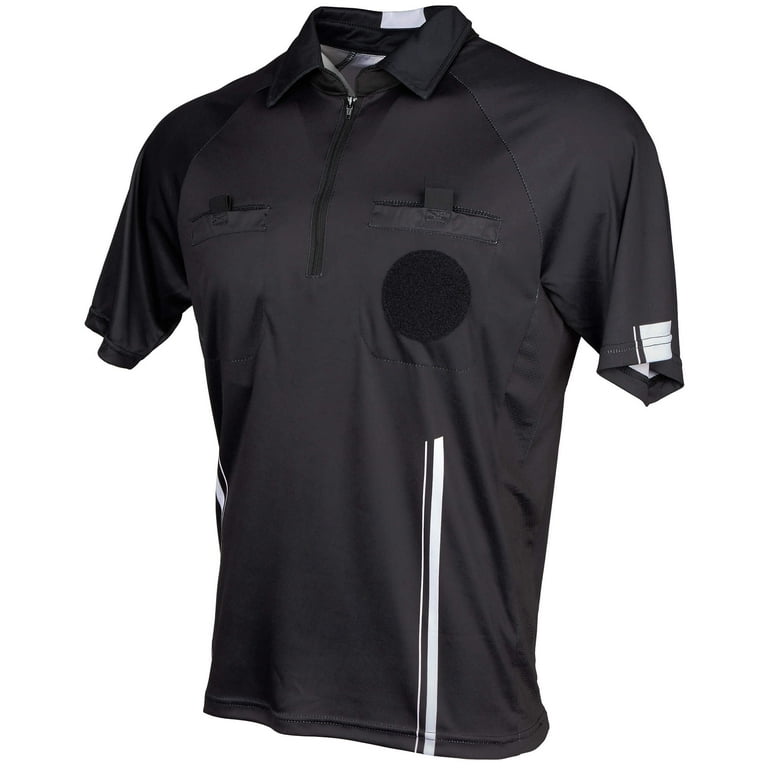Murray Sporting Goods USSF Pro Style Soccer Referee Jersey Short Sleeve Officials Short Sleeve Soccer Referee Shirt Black Medium