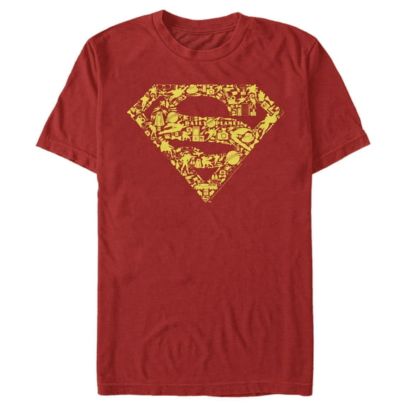 Men's Superman Logo Icon Collage  Graphic Tee Red 2X Large