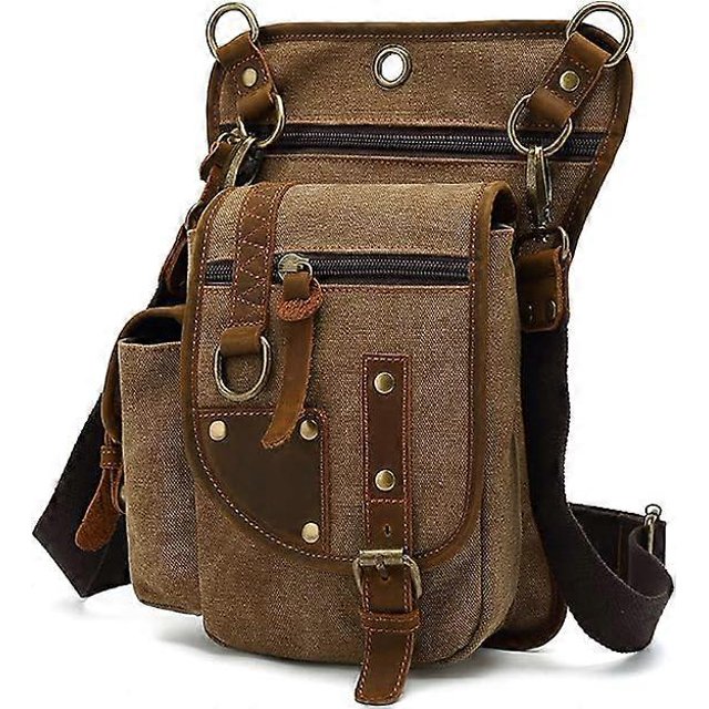 Canvas Drop Leg Bag Hiking Waist Pack Sling Crossbody Bag Shoulder Backpack Men Chest Bag Women Casual Daypacks for Outdoor