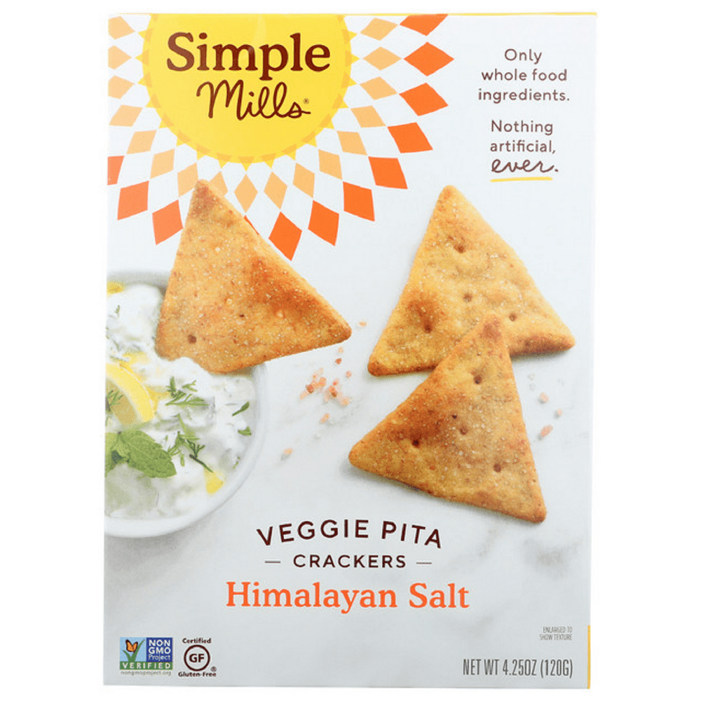 Simple Mills Veggie Pita Crackers Himalayan Salt, 4.25 oz (Pack of 6