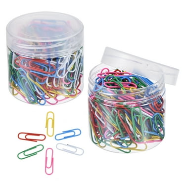 Uxcell Paper Clip 1.1 Inch Vinyl Coated with Box for Office Home Multicolored Count 400