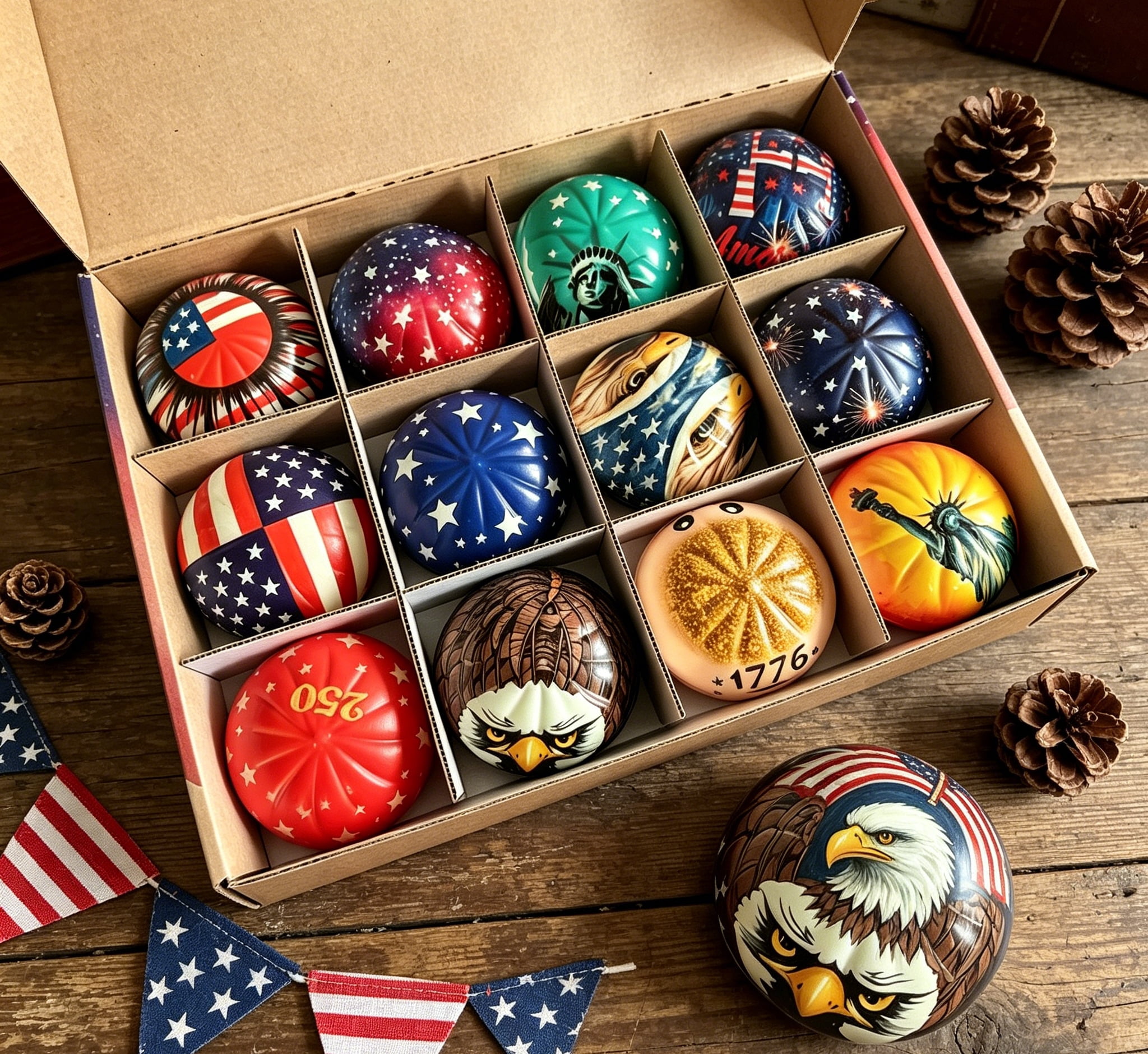 12 Pcs Liberty Dumplings 1776-2026 USA 250 Year Anniversary Dumpling Squishies, Squishy Fidget Fidget Toys for Anxiety Relief, 250 Anniversary USA Giant Glitter Dumplings Box for Adults (Muticolor)