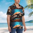 thumbnail image 3 of Bingfone Men's Short Sleeve Button Down Shirts Hawaiian Realistic Turtle Printed Beach Shirt, 3 of 7