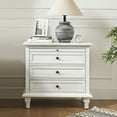 thumbnail image 6 of Tina's Home Farmhouse White Soild wood End Table with Charging Station, 3 Drawer Side Table with Pull-Out Tray for Living Room, Small Spaces, 6 of 7