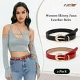 thumbnail image 2 of 2 Pack Women Skinny Belt Thin Waist Belt with Fashion Gold Buckle for Pants Jeans Dresses, 2 of 9