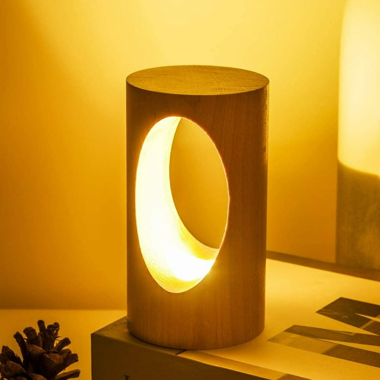 Dengmore Warm Small Night Light Unique Design Small Night Lights Bedside  Table Lamps Minimalist Solid Wood Table Lamp Bedside