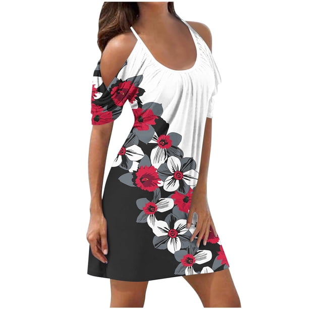 Vestido sin Mangas para las Mujeres Vestido de Moda de Suspensión Impreso, Vestido Diario Y de Fiesta de Poliéster sin Mangas