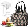 thumbnail image 4 of Pioneer Flower Drawstring Lunch Bag Women - Drawstring Lunch Bag Insulated for Work Office - Stain-Resistant Large Lunchbags for Women with Multi-Pockets, 4 of 6
