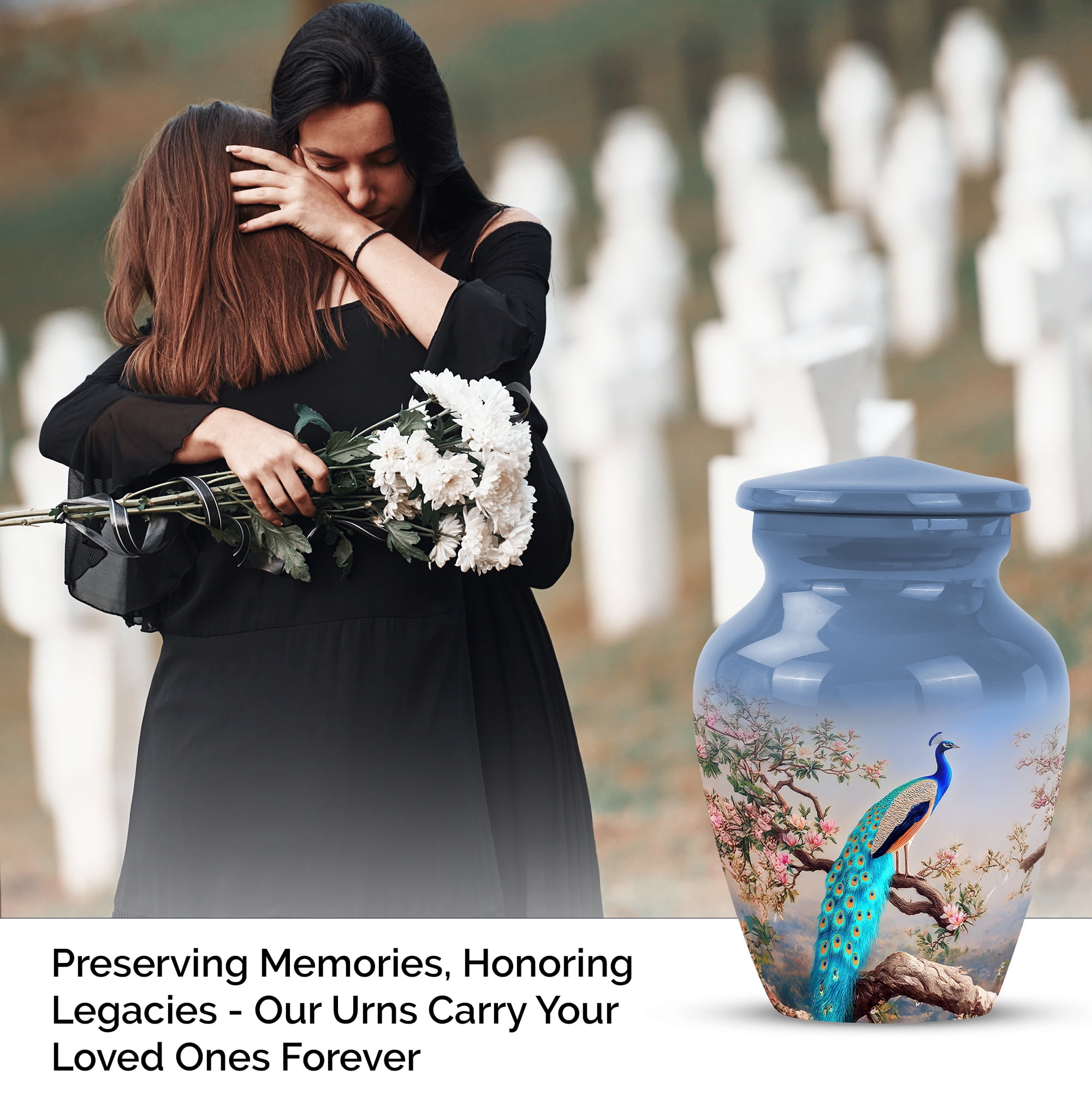 MUKTIVE Peacock Burial Pink Flowers Urns for Human Ashes Adult Female & Male, Father Cremation Urns for Funeral Ashes, Mini Keepsake Ashes Holder Memorial Gift, 3 Inch