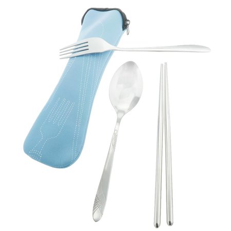 Silverware Set Stainless Steel Flatware Chopsticks Utensils Blue ...