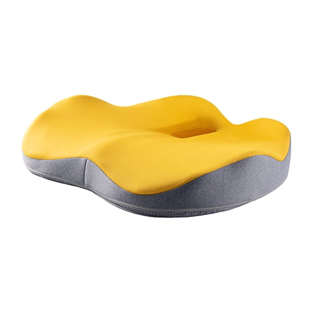 Cojín de espuma viscoelástica para asiento de silla, cojín para coxis, cojín suave para asiento de mujer, cojín para silla para el hogar, comedor, Amarillo Gris Claro