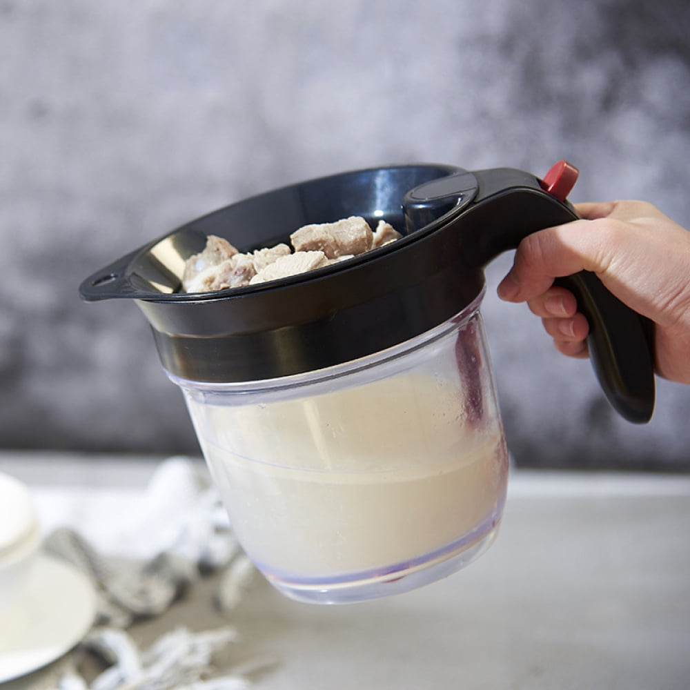 Fat Separator, Innovative Kitchen Aid for Separating Sauce From Fat, Heat-Resistant Sieve Catch Leftover Food, Ideal for Low-Fat Broth Preparation, Bottom Release for Effortless