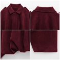 thumbnail image 6 of Womens Tops Faux Suede Jacket Spring Lapel Pilot Coat Casual Oversized Long Sleeves Streetwear Outerwear Woven Strips Fabric L Sweaters For Women, 6 of 9