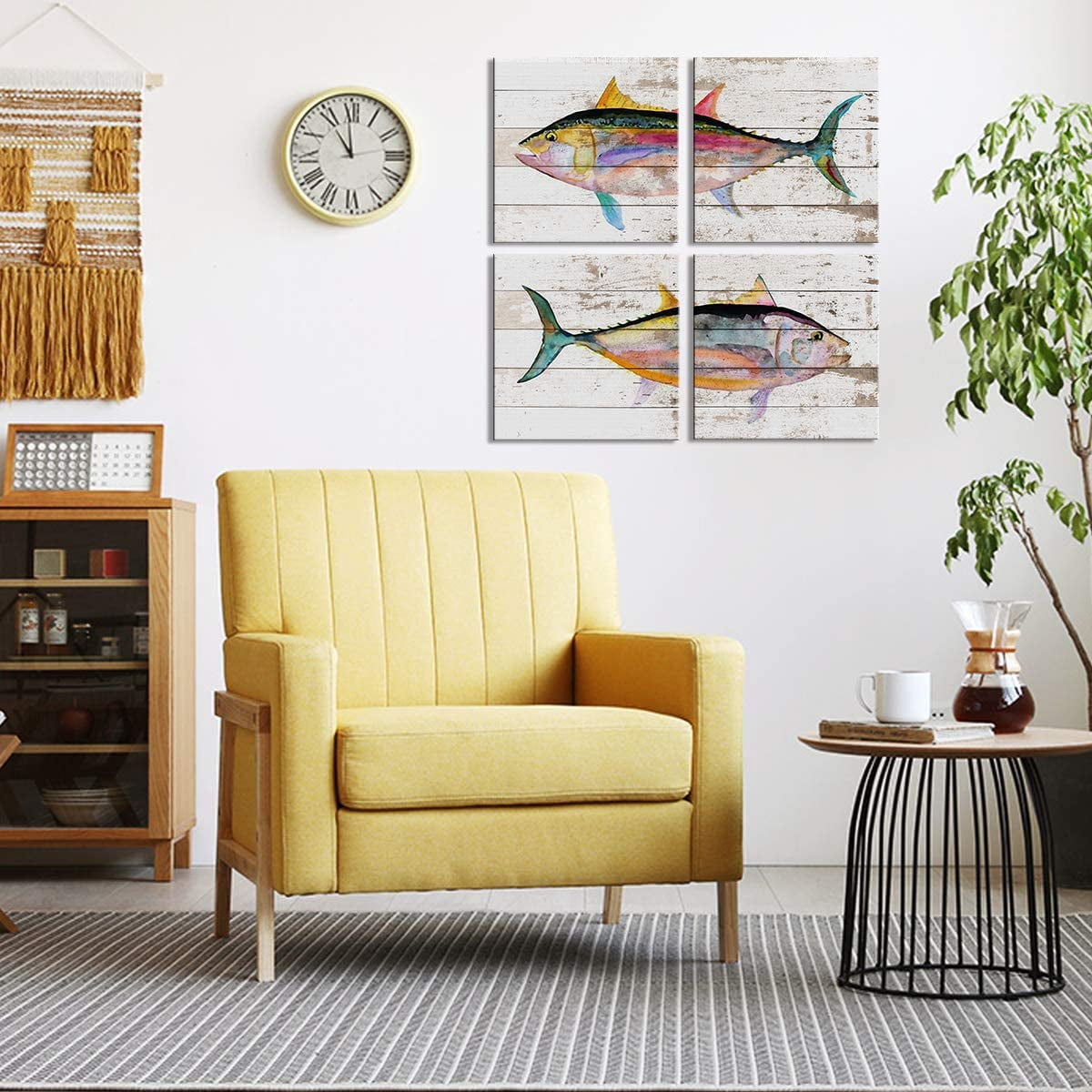 Tuna Fish Wall Decor Modern Canvas Art Ocean Beach Bathroom Coastal Decor Rustic Nautical Fish Pictures Kitchen Sea Animal Painting Marine Life Artwork for Bedroom Dinner Room Home Decorations