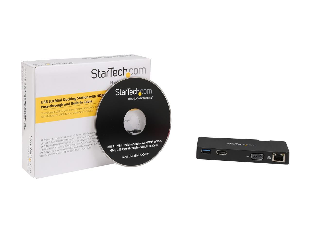 StarTech USB3SMDOCKHV Travel Docking Station for Laptops HDMI or VGA USB 3.0