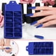 thumbnail image 3 of 100 unidades de uñas postizas extra largas en forma de ataúd, color liso, cobertura total, para mujeres y niñas, decoraciones para uñas (azul), 3 of 8