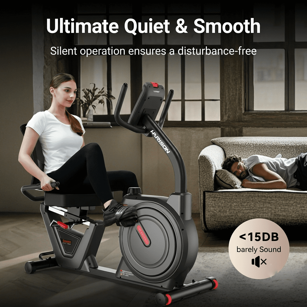 HARISON Semi-Commercial Recumbent Exercise Bike for Home, Heavy Duty 450LBS Capacity Stationary Bike for Seniors with 16-Level Magnetic Resistance & Bluetooth