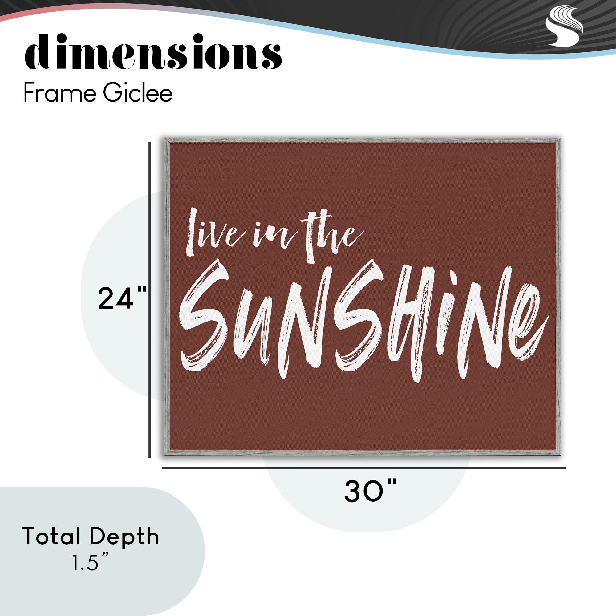 Live In The Sunshine Brown Gray Framed Giclee Art, design by Lettered and Lined