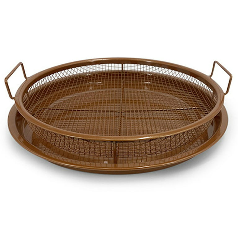 2 Pcs Round Stainless Steel Air Fryer Basket for Oven, Crisper