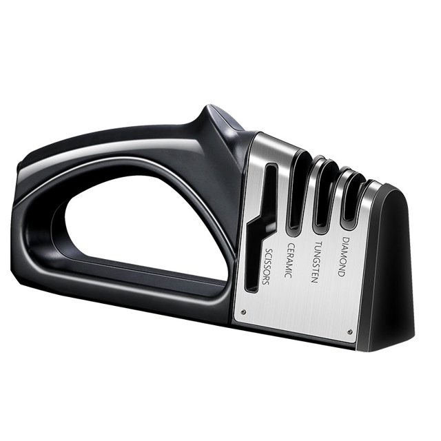 Afilador de cuchillos de caza profesional 4 en 1 de 4 velocidades, hoja de diamante resistente, realmente funciona para cerámica, cuchillos y tijeras de acero, afilador de cuchillos manual TUNC Sencillez